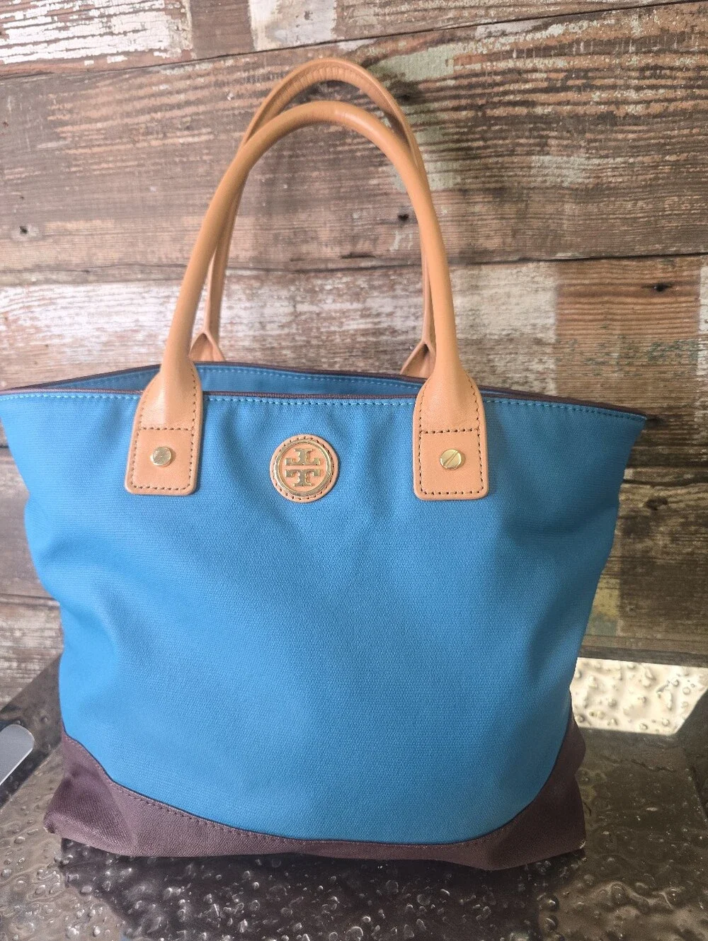 Tory Burch Jaden Canvas Tote Bag - Blue & Brown